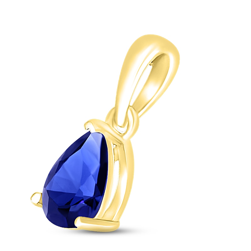 Main Image 2 of Blue Lab-Created Sapphire Birthstone Pendant 10K Yellow Gold