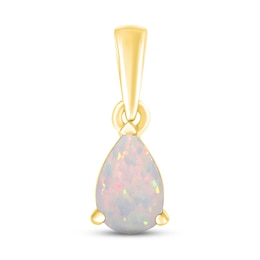 Lab-Created Opal Birthstone Pendant 10K Yellow Gold