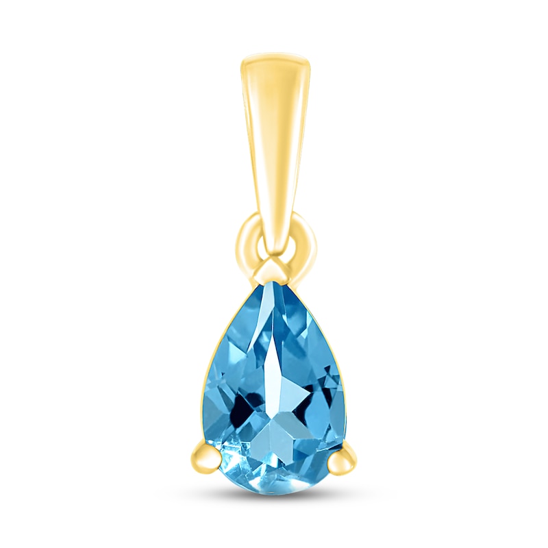 Main Image 1 of Swiss Blue Topaz Birthstone Pendant 10K Yellow Gold