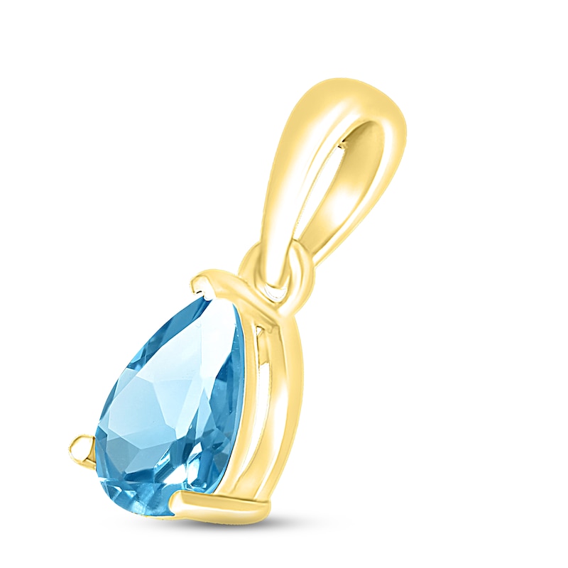 Main Image 2 of Swiss Blue Topaz Birthstone Pendant 10K Yellow Gold