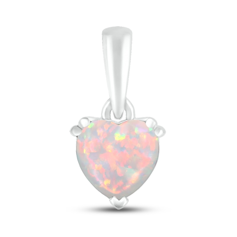 Main Image 1 of Lab-Created Opal Birthstone Pendant Sterling Silver