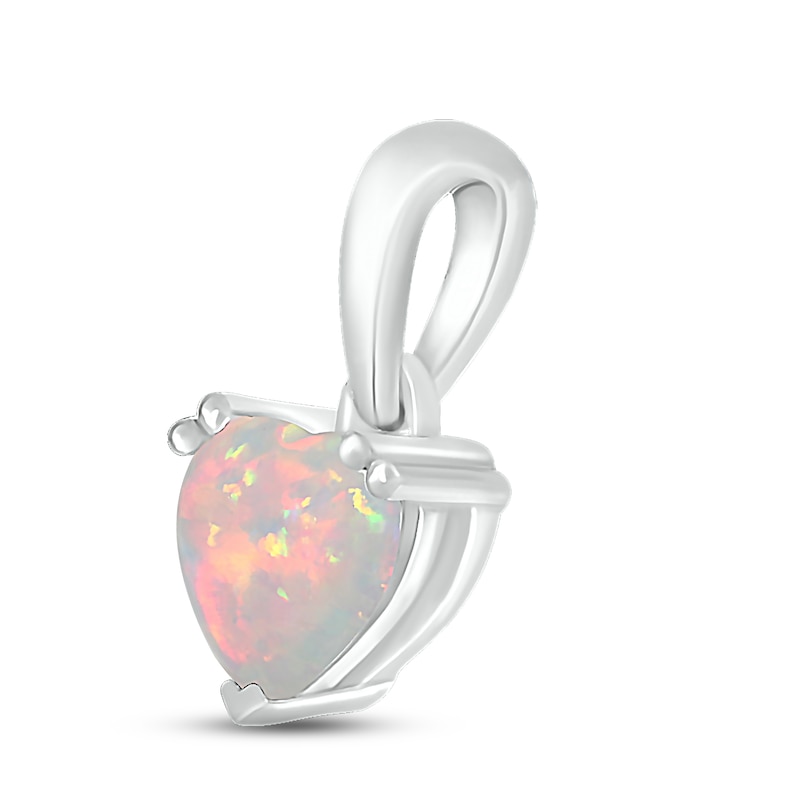 Main Image 2 of Lab-Created Opal Birthstone Pendant Sterling Silver