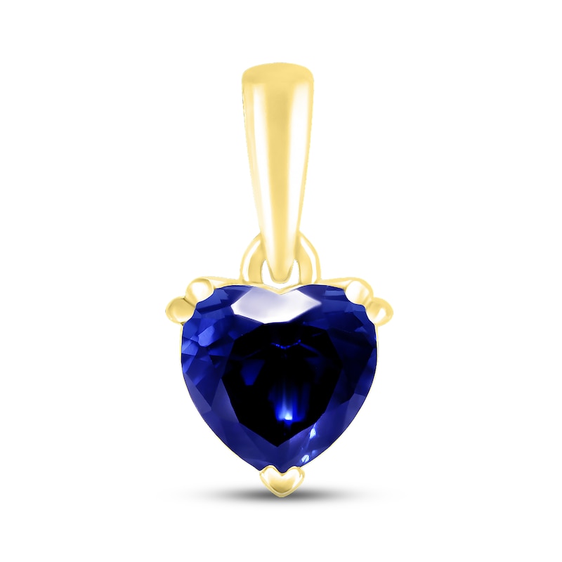 Main Image 1 of Blue Lab-Created Sapphire Birthstone Pendant 10K Yellow Gold