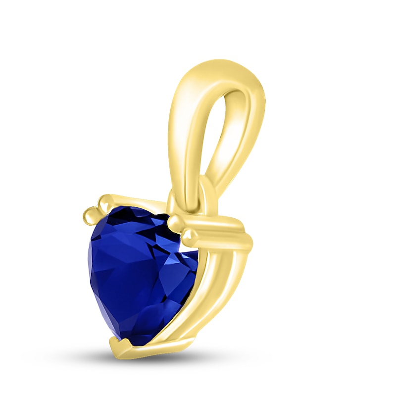 Main Image 2 of Blue Lab-Created Sapphire Birthstone Pendant 10K Yellow Gold