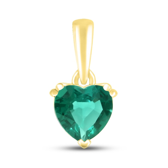 Lab-Created Emerald Birthstone Pendant 10K Yellow Gold