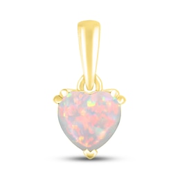 Lab-Created Opal Birthstone Pendant 10K Yellow Gold