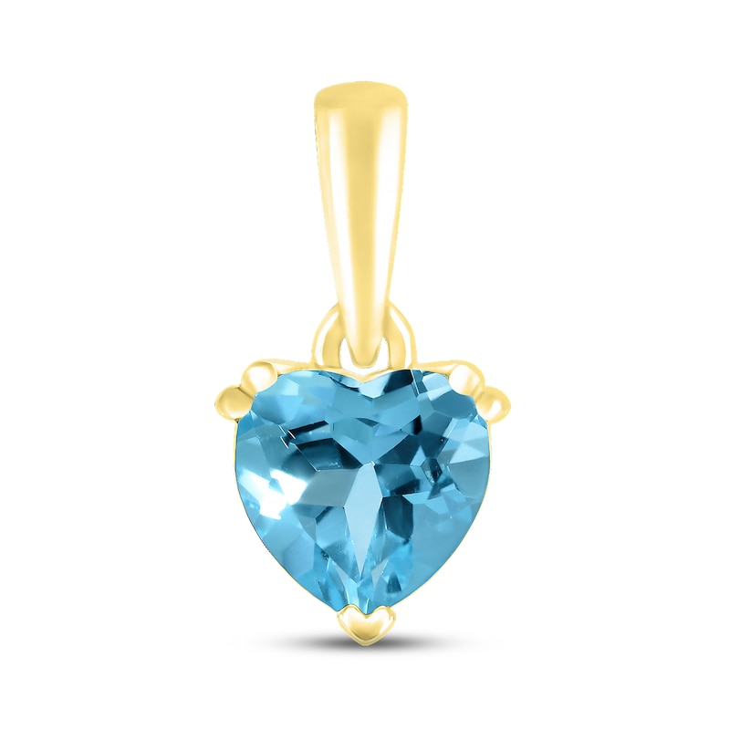 Main Image 1 of Swiss Blue Topaz Birthstone Pendant 10K Yellow Gold