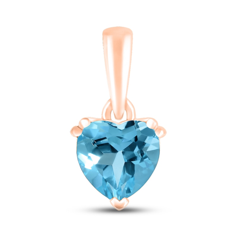 Main Image 1 of Swiss Blue Topaz Birthstone Pendant 10K Rose Gold