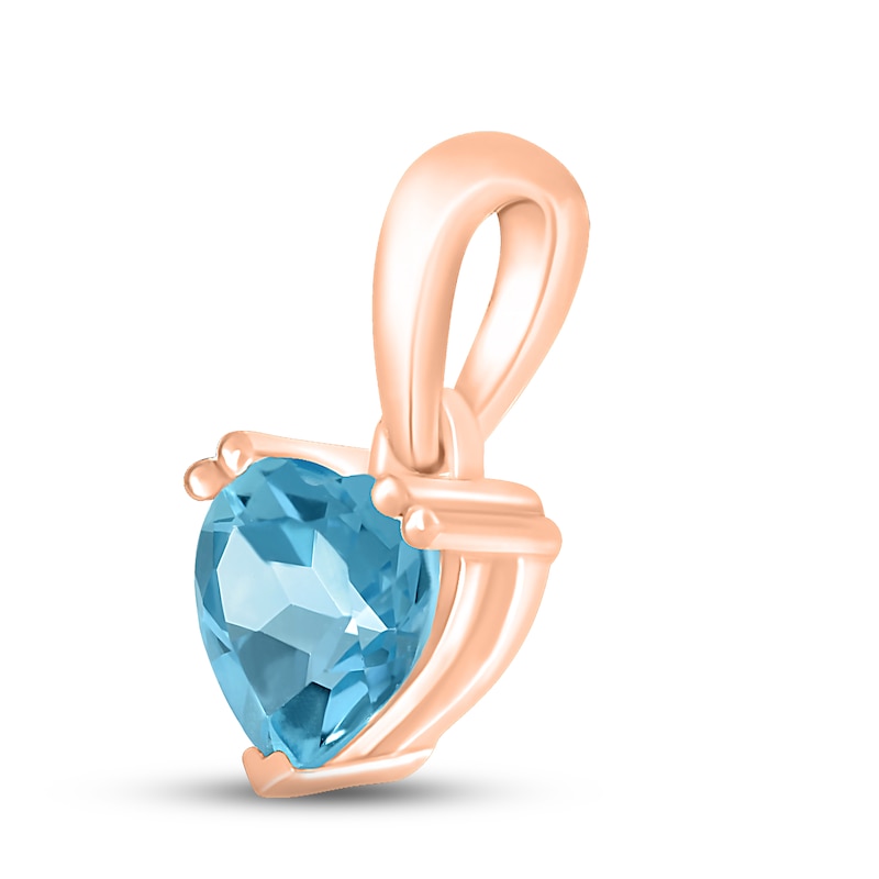 Main Image 2 of Swiss Blue Topaz Birthstone Pendant 10K Rose Gold