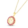 Thumbnail Image 1 of Lab-Created Ruby Quinceañera Birthstone Necklace 10K Yellow Gold 18"