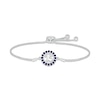 Thumbnail Image 1 of Blue Lab-Created Sapphire Quinceañera Birthstone Bolo Bracelet 10K White Gold 9.5&quot;