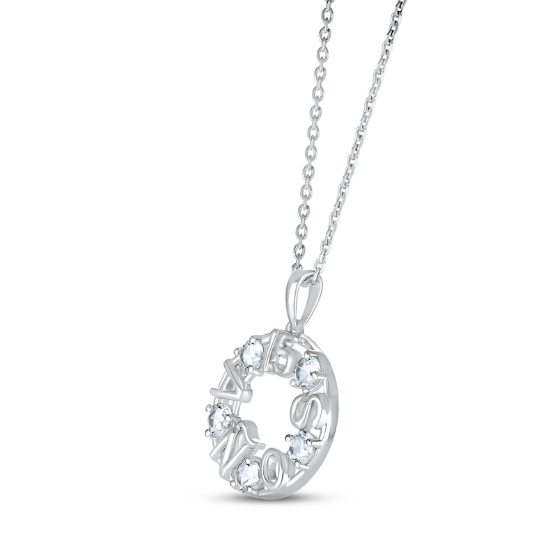 White Lab-Created Sapphire "15 Años" Birthstone Necklace 10K White Gold 18"