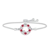 Thumbnail Image 1 of Lab-Created Ruby &quot;15 Años&quot; Birthstone Bolo Bracelet Sterling Silver 9.5&quot;