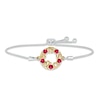 Thumbnail Image 0 of Lab-Created Ruby "15 Años" Birthstone Bolo Bracelet Sterling Silver & 10K Yellow Gold 9.5"