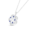 Thumbnail Image 2 of Blue Lab-Created Sapphire Quinceañera Flower Necklace Sterling Silver 18&quot;