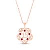 Thumbnail Image 0 of Lab-Created Ruby Quinceañera Flower Necklace 10K Rose Gold 18"