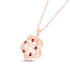 Thumbnail Image 1 of Lab-Created Ruby Quinceañera Flower Necklace 10K Rose Gold 18"