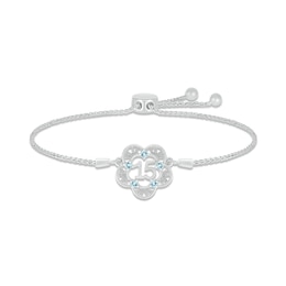 Aquamarine Quinceañera Bolo Bracelet Sterling Silver