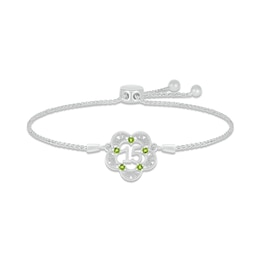 Peridot Quinceañera Bolo Bracelet Sterling Silver