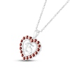 Thumbnail Image 1 of Garnet Quinceañera Heart Necklace Sterling Silver 18"