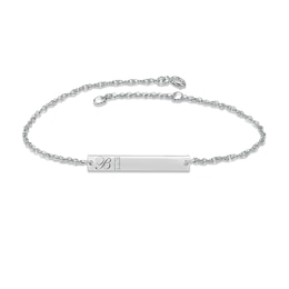 Diamond Initial Bar Bracelet 10K White Gold 7.25&quot;