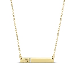 Diamond Initial Bar Necklace 10K Yellow Gold 18&quot;