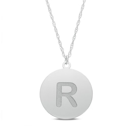 Initial Disc Necklace 10K White Gold 18&quot;