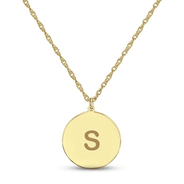 Initial Disc Necklace 10K Yellow Gold 18&quot;