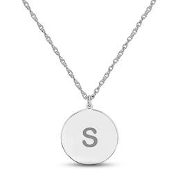 Initial Disc Necklace Sterling Silver 18&quot;