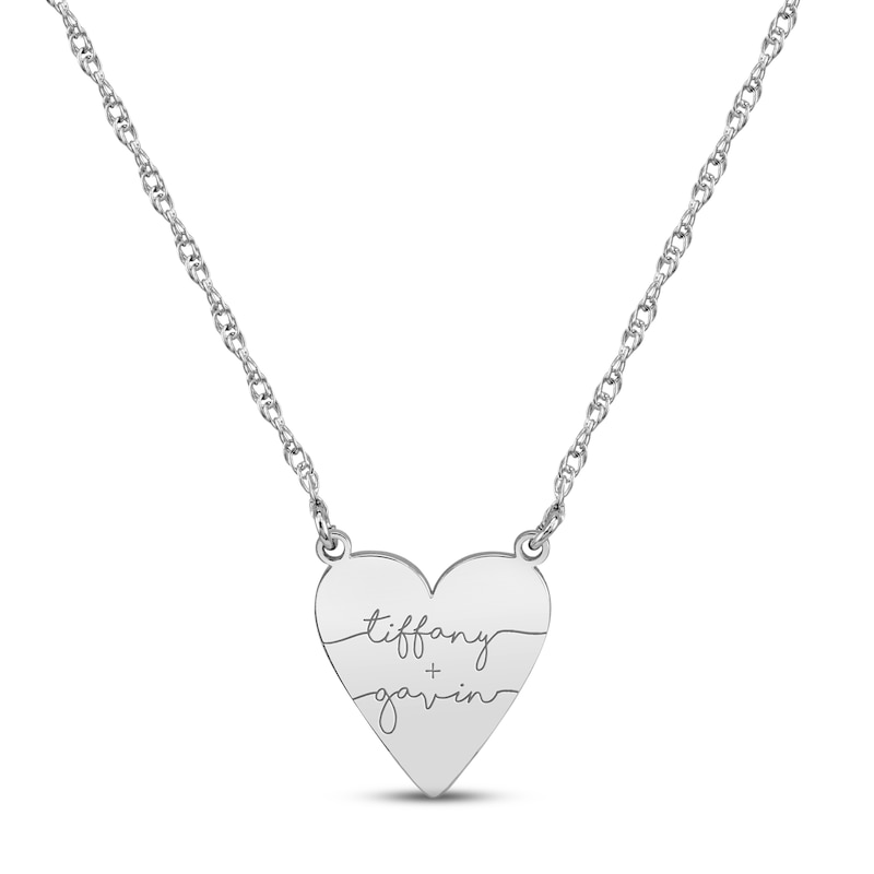 Main Image 1 of Heart Couple Names Necklace Sterling Silver 18&quot;