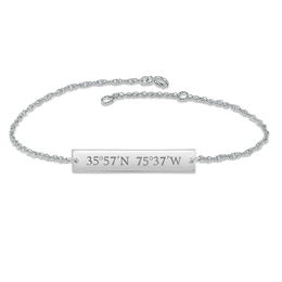 Coordinates Bar Bracelet 10K White Gold 7.25&quot;