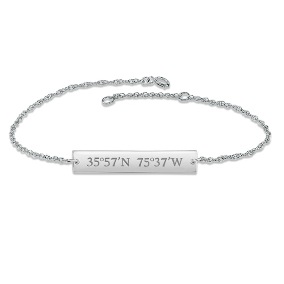 Coordinates Bar Bracelet 10K White Gold 7.25"