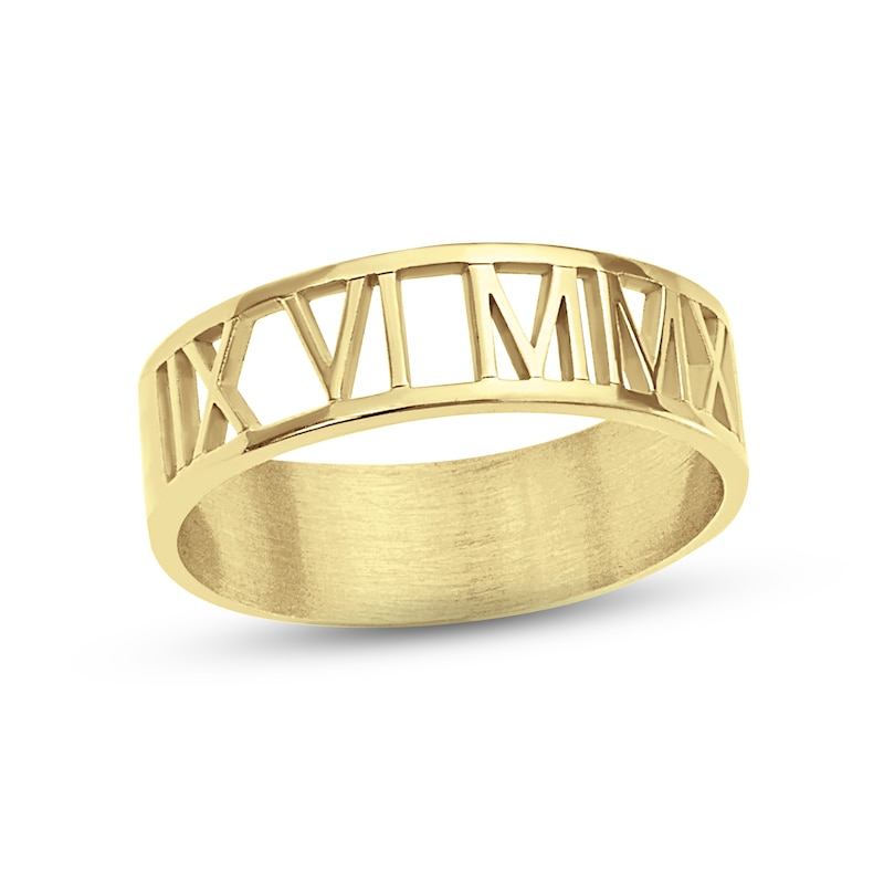 Roman Numeral Cutout Ring 10K Yellow Gold