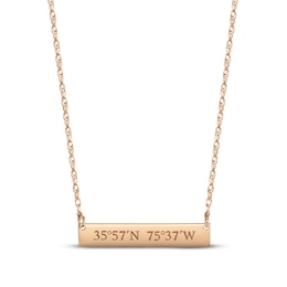 Coordinates Bar Necklace 14K Rose Gold 18&quot;