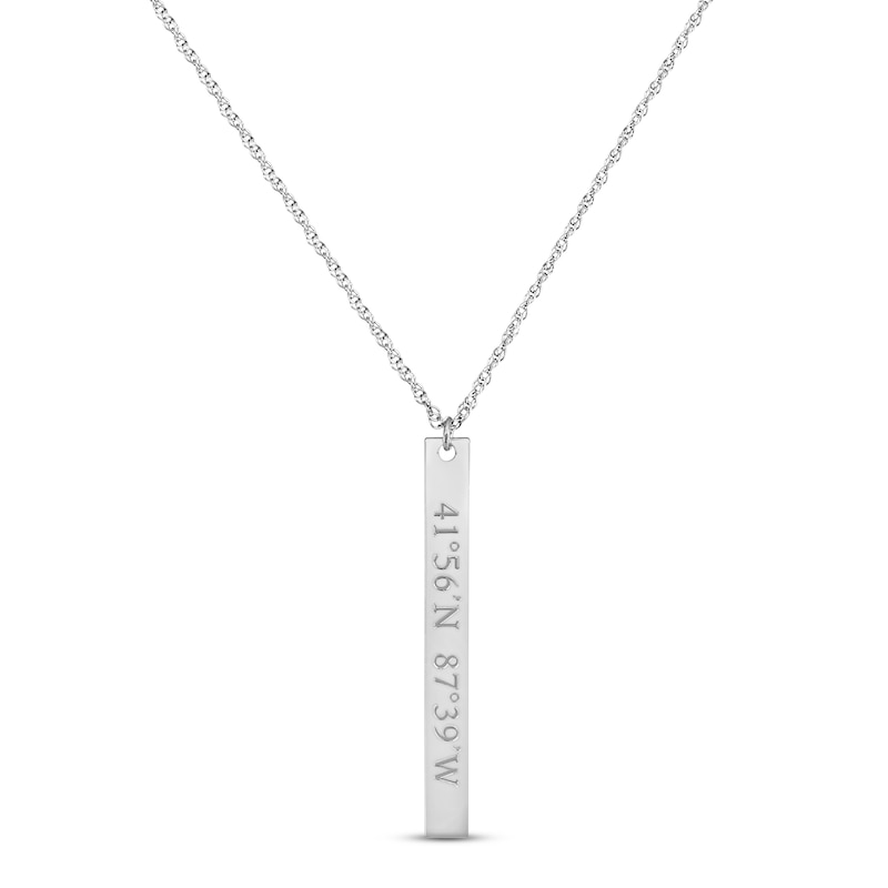 Main Image 1 of Coordinates Vertical Bar Necklace 10K White Gold 18&quot;