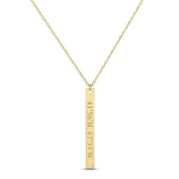 Coordinates Vertical Bar Necklace 10K Yellow Gold 18&quot;