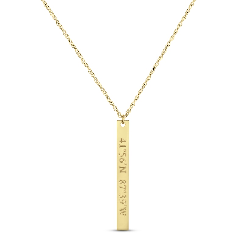 Main Image 1 of Coordinates Vertical Bar Necklace 10K Yellow Gold 18&quot;