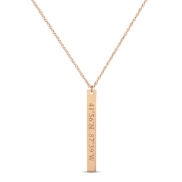 Coordinates Vertical Bar Necklace 14K Rose Gold 18&quot;