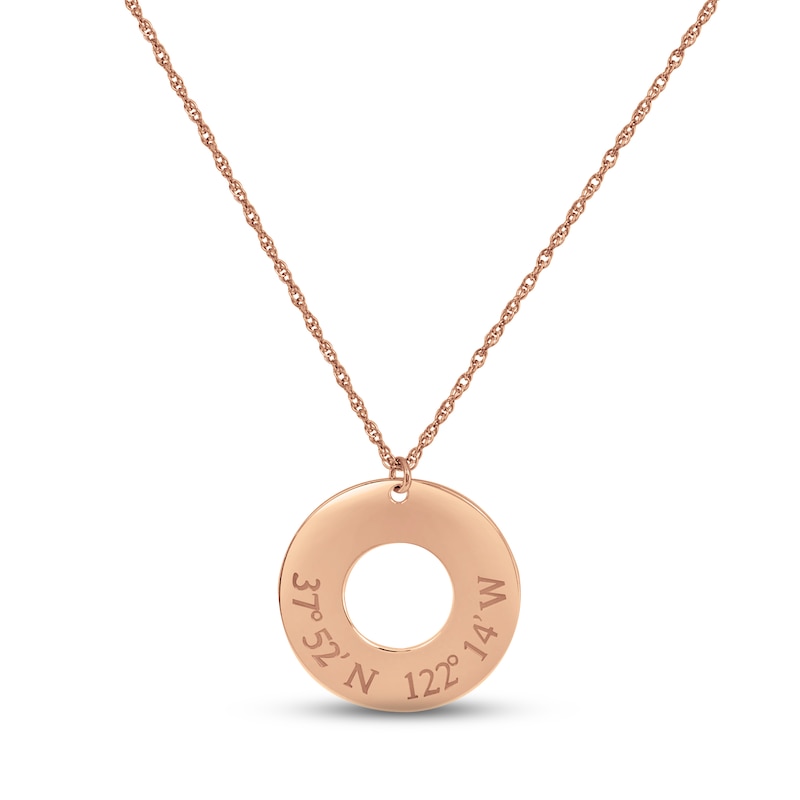 Main Image 1 of Coordinates Round Cutout Necklace 14K Rose Gold 18&quot;