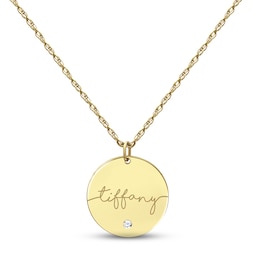 Diamond Disc Name Necklace 10K Yellow Gold 18&quot;