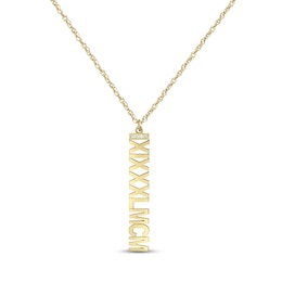 Diamond Roman Numeral Vertical Necklace 10K Yellow Gold 18&quot;