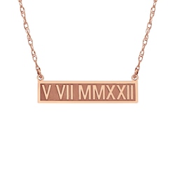 Roman Numeral Bar Necklace 14K Rose Gold 18&quot;