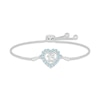 Thumbnail Image 1 of Aquamarine Quinceañera Heart Bolo Bracelet Sterling Silver 9.5&quot;