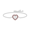 Thumbnail Image 0 of Garnet Quinceañera Heart Bolo Bracelet Sterling Silver 9.5"