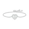 Thumbnail Image 0 of White Lab-Created Sapphire Quinceañera Heart Bolo Bracelet 10K White Gold 9.5"