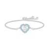 Thumbnail Image 1 of Swiss Blue Topaz Quinceañera Heart Bolo Bracelet Sterling Silver 9.5&quot;