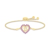 Thumbnail Image 1 of Amethyst Quinceañera Heart Bolo Bracelet 10K Yellow Gold 9.5&quot;