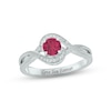 Thumbnail Image 1 of Lab-Created Ruby & Diamond Promise Ring 1/20 ct tw Round-cut Sterling Silver