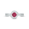 Thumbnail Image 3 of Lab-Created Ruby & Diamond Promise Ring 1/20 ct tw Round-cut Sterling Silver