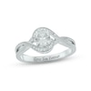 Thumbnail Image 1 of White Lab-Created Sapphire & Diamond Promise Ring 1/20 ct tw Round-cut Sterling Silver